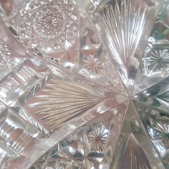 Vintage Lead Crystal Cut Glass Bowl Starburst Hobstar Pattern Brilliant Sparkle - Picture 6 of 7